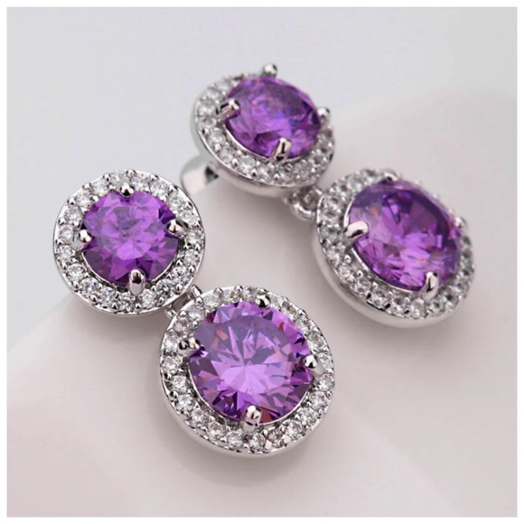 Swarovski Crystals The Jacqui Purple Earrings - Picture 3 of 5